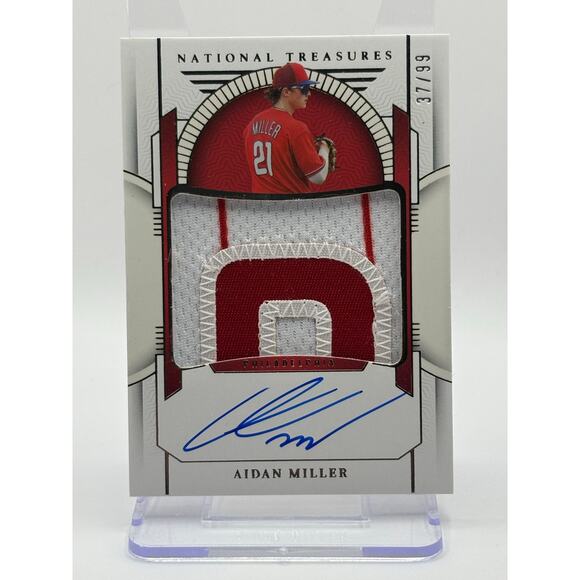 2024 National Treasures Aidan Miller Jersey Patch On Card Auto 37/99 SP Phillies - Picture 1 of 2